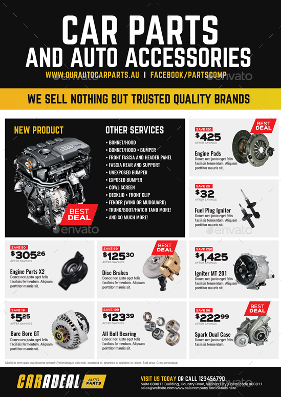 Auto Car Spare Parts Flyer, Print Templates GraphicRiver